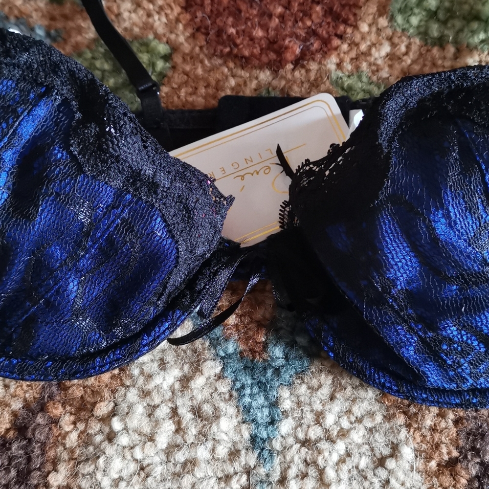 Rene Rofe Blue Lace Bra - Picture 2 of 16